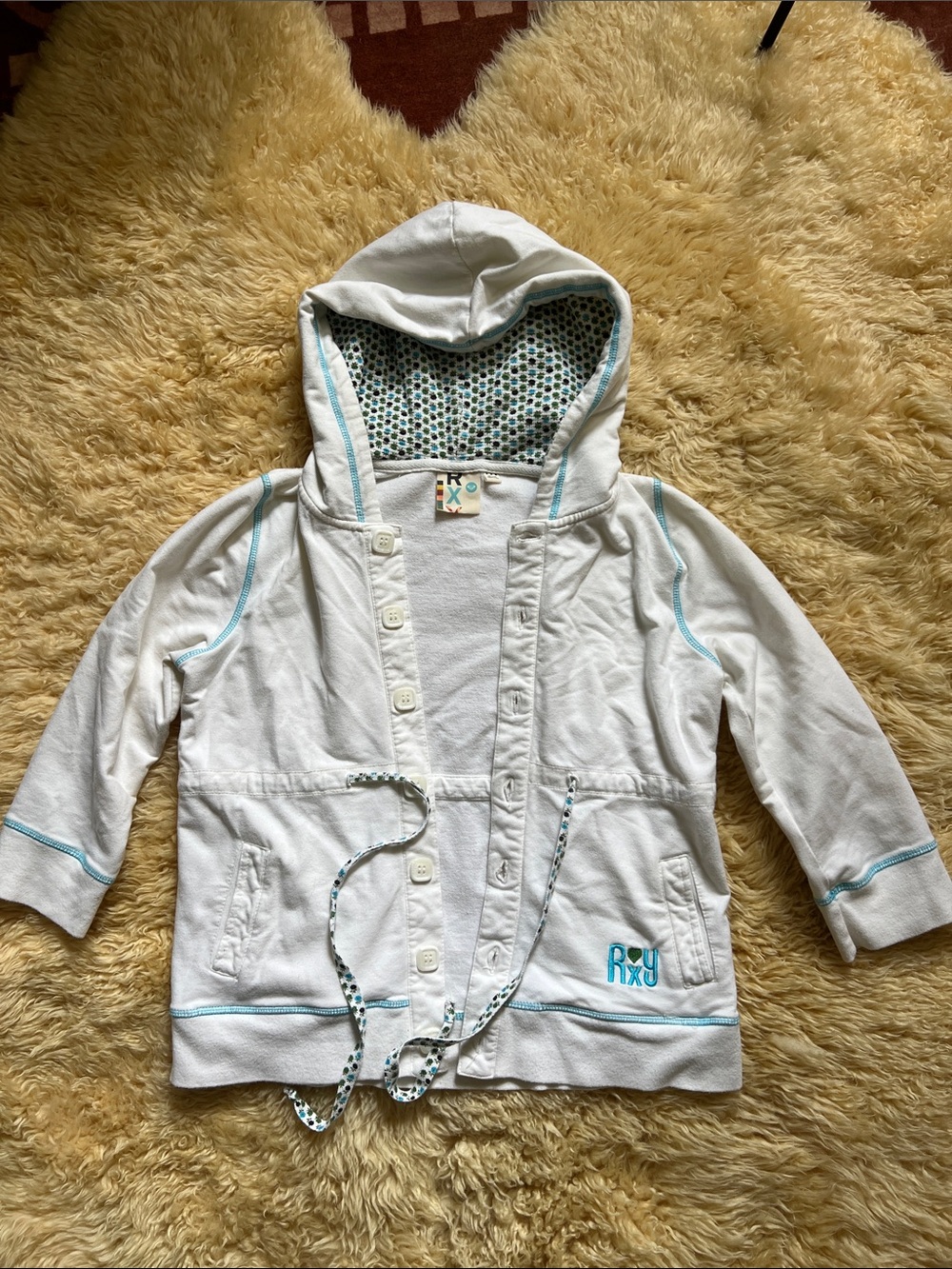 Y2K ROXY Vintage 3/4 Sleeve Button Up Hoodie